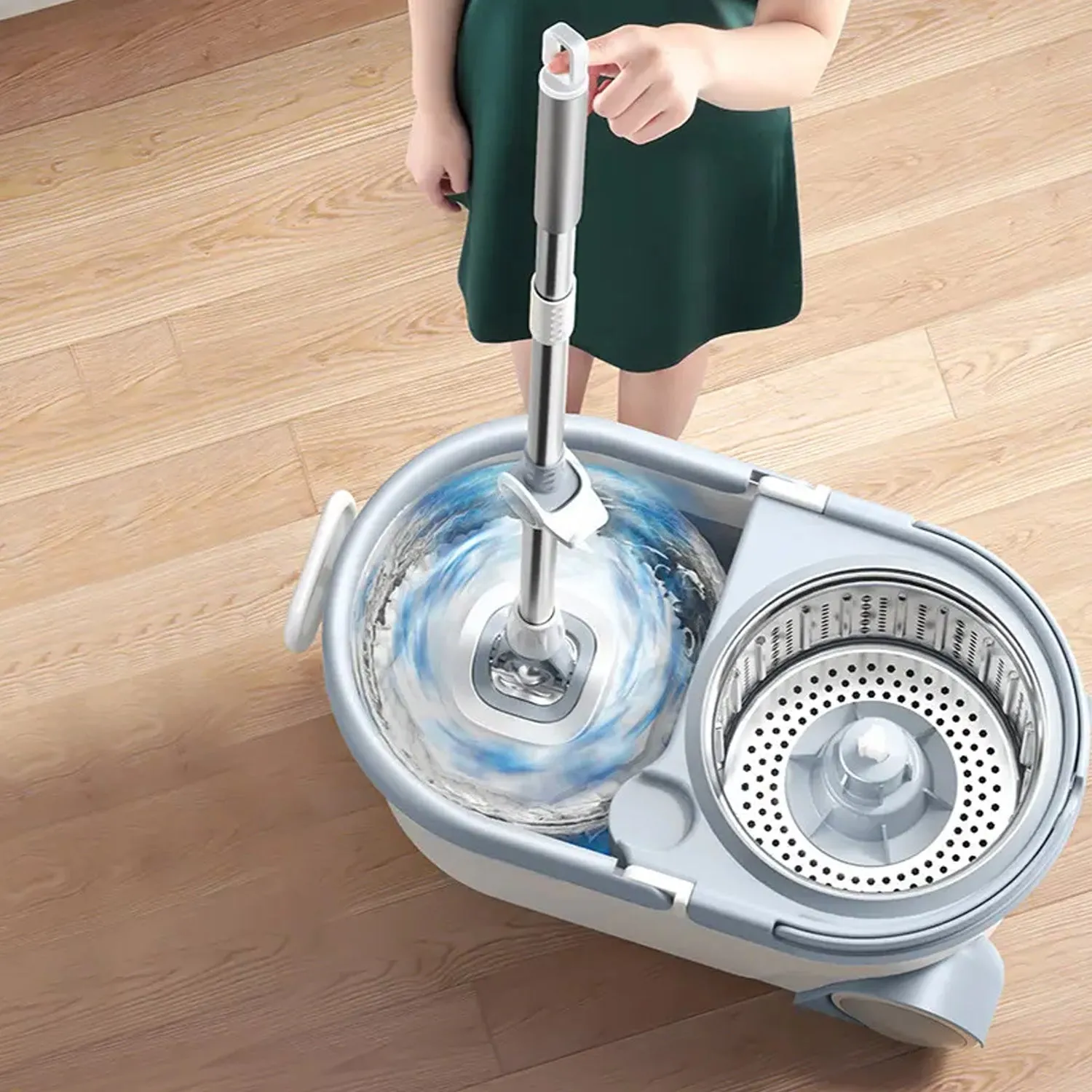 1184 Quick Spin Mop With Steel Spin, Bucket Floor Cleaning, Easy Wheels & Big Bucket, Floor Cleaning Mop with Bucket