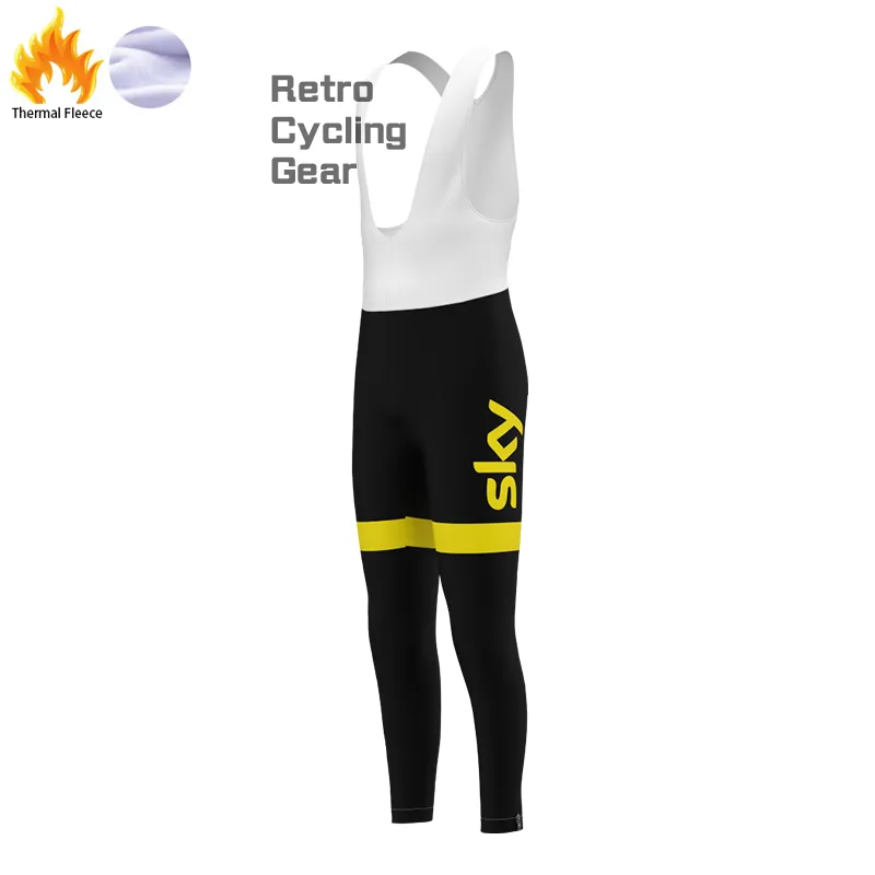 2018 sky Fleece Retro Cycling Bib Pants