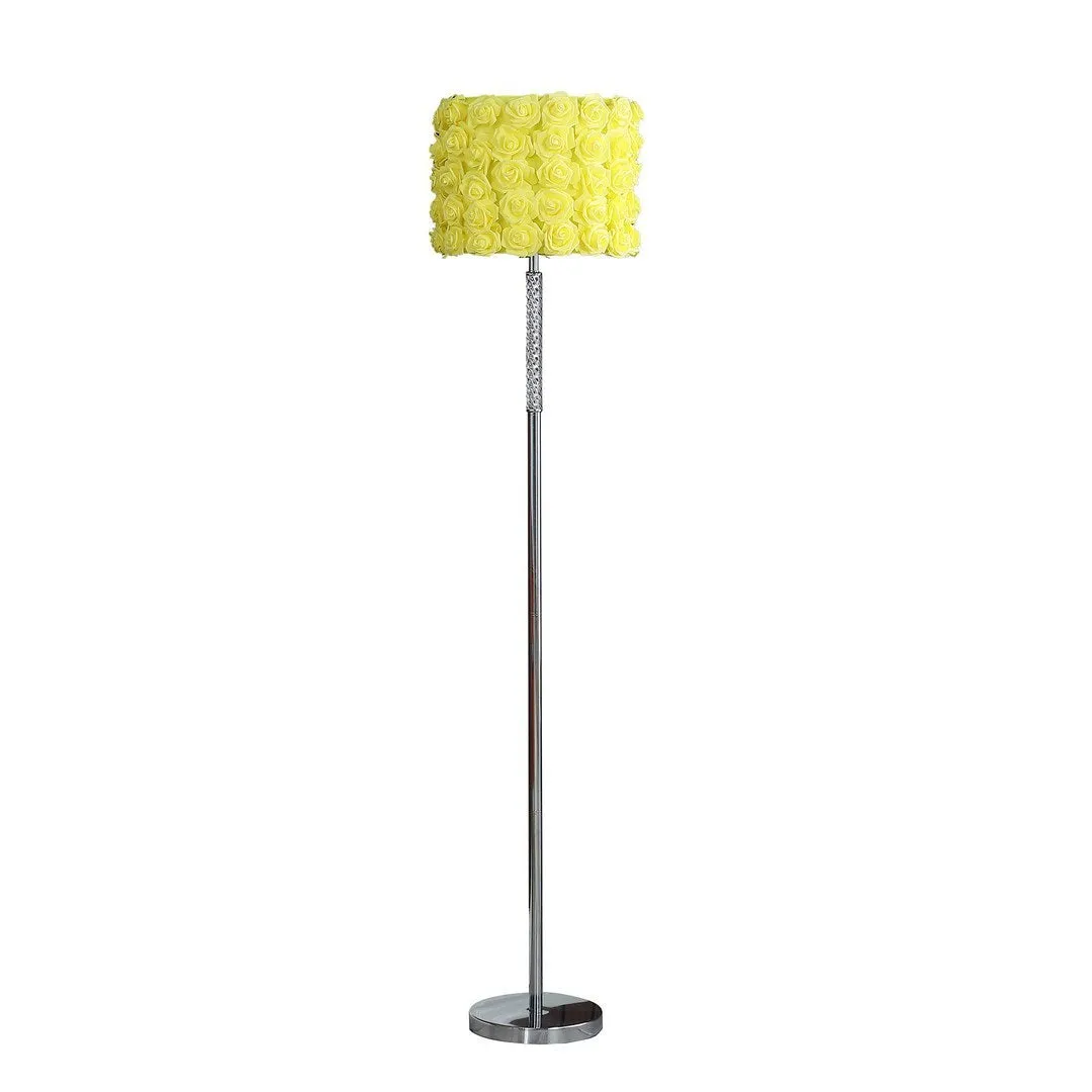 63"In Yellow Roses In Bloom Acrylic/Metal Floor Lamp