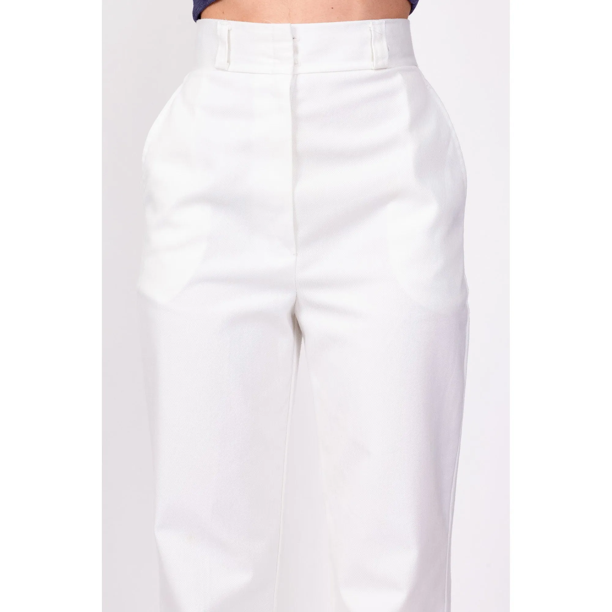 70s White High Waisted Trousers - Extra Small, 23.75"