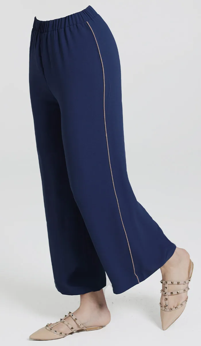 Abiyya Dressy Wide Leg Pants - Blue/Cafe