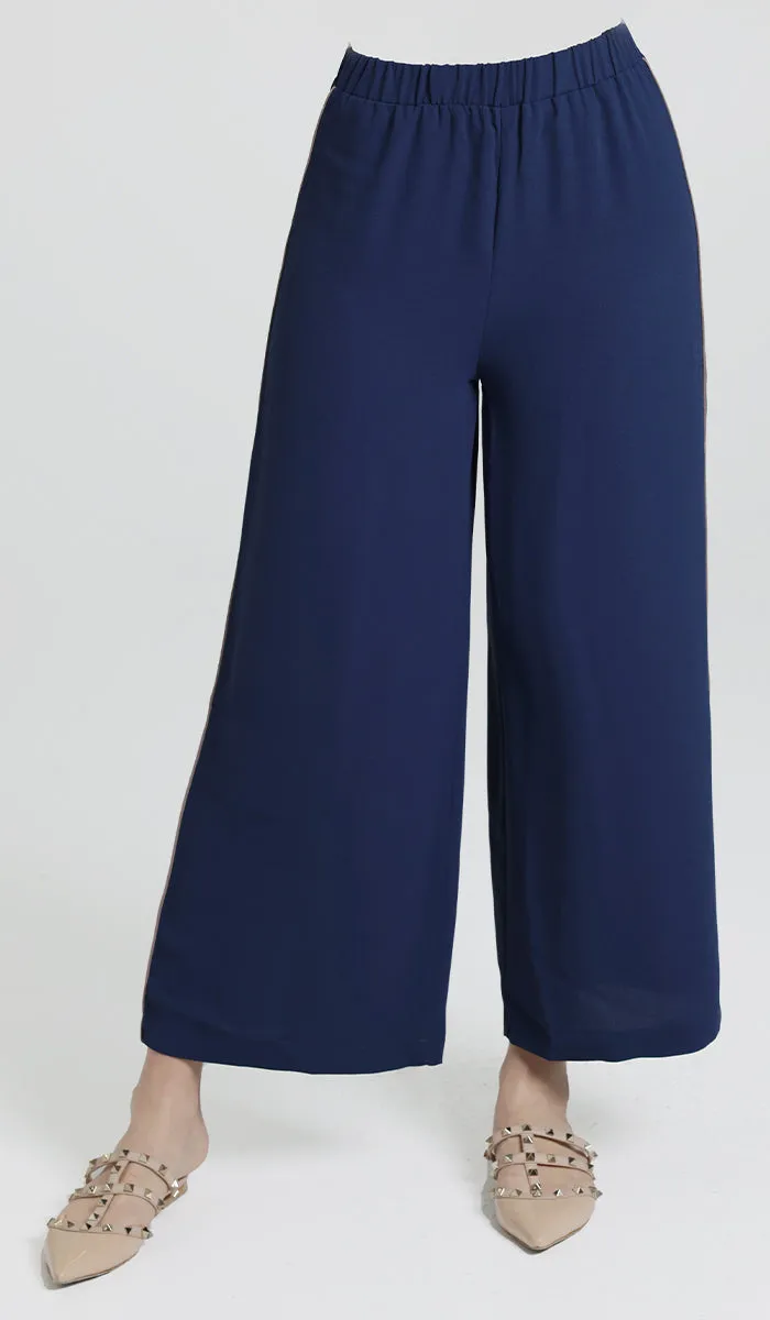 Abiyya Dressy Wide Leg Pants - Blue/Cafe