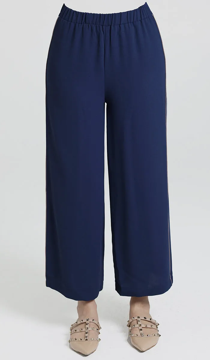 Abiyya Dressy Wide Leg Pants - Blue/Cafe