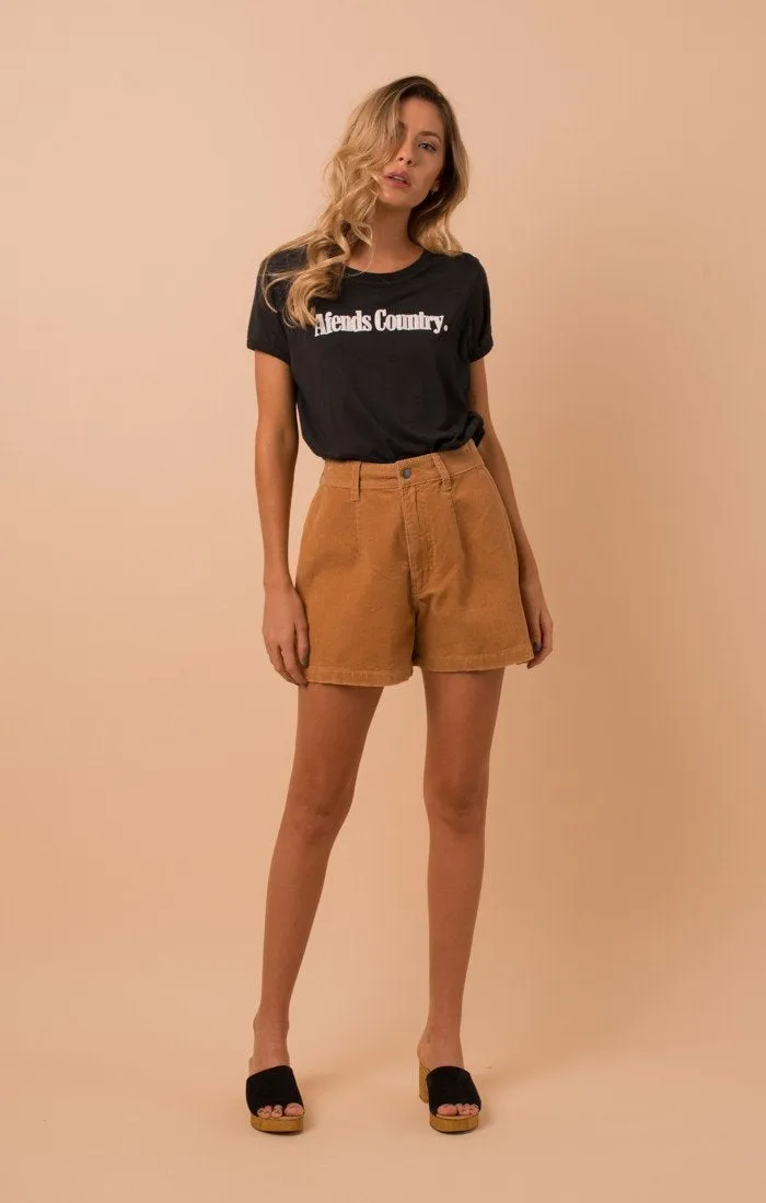 Afends Womens Seventies - Tan Cord - Denim Shorts