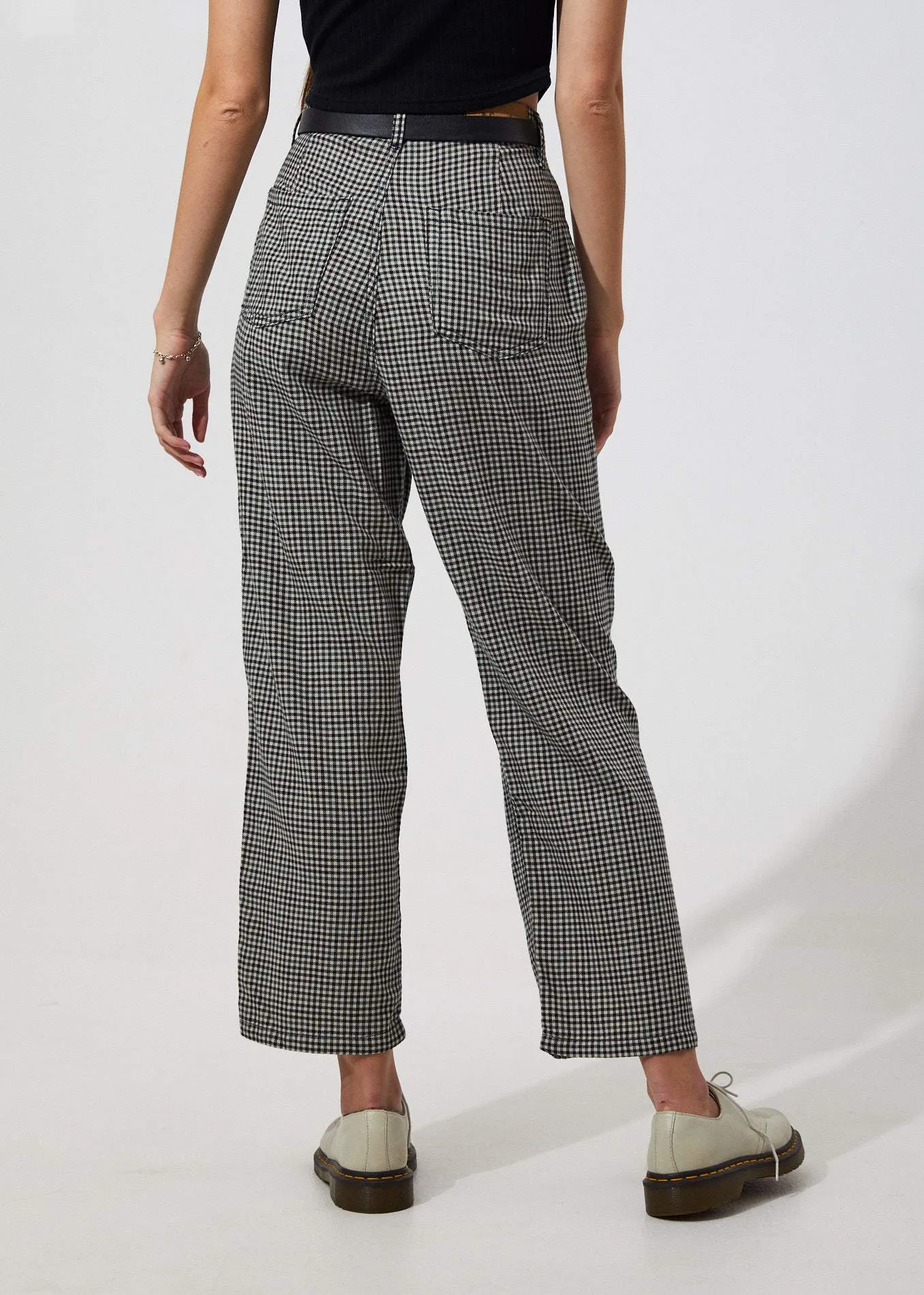 Afends Womens Shelby Houndstooth - High Waist Wide Leg Pants - Houndstooth