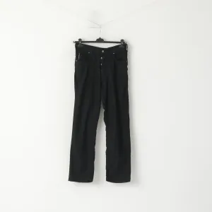 Armani Jeans Women 30 Trousers Black Linen AJ Straight Comfort Leg High Waist Pants