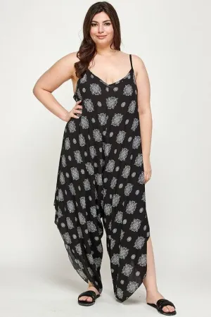 Bandana printed harem jumpsuit in plus size