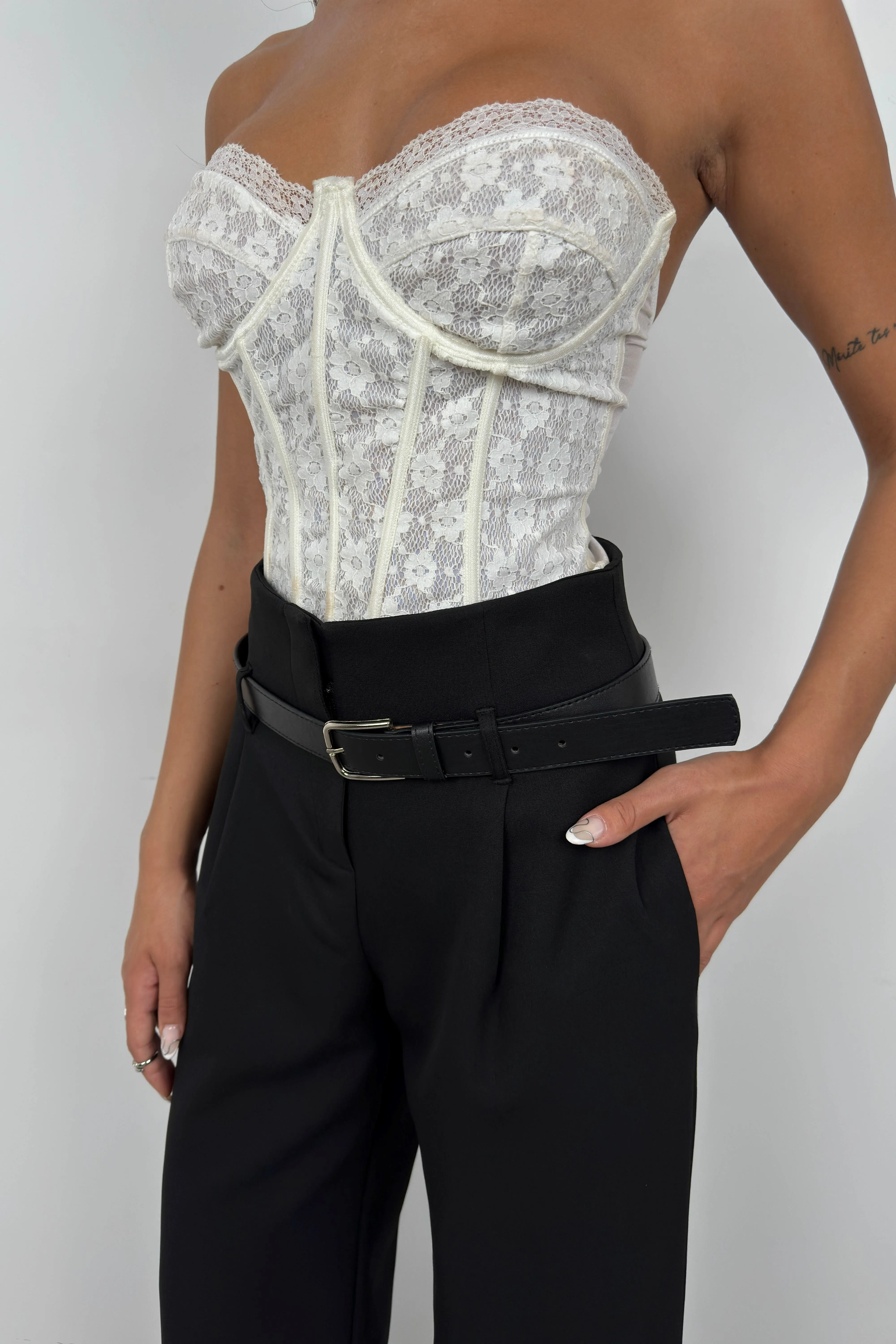 Belt Detail High Waist Trousers