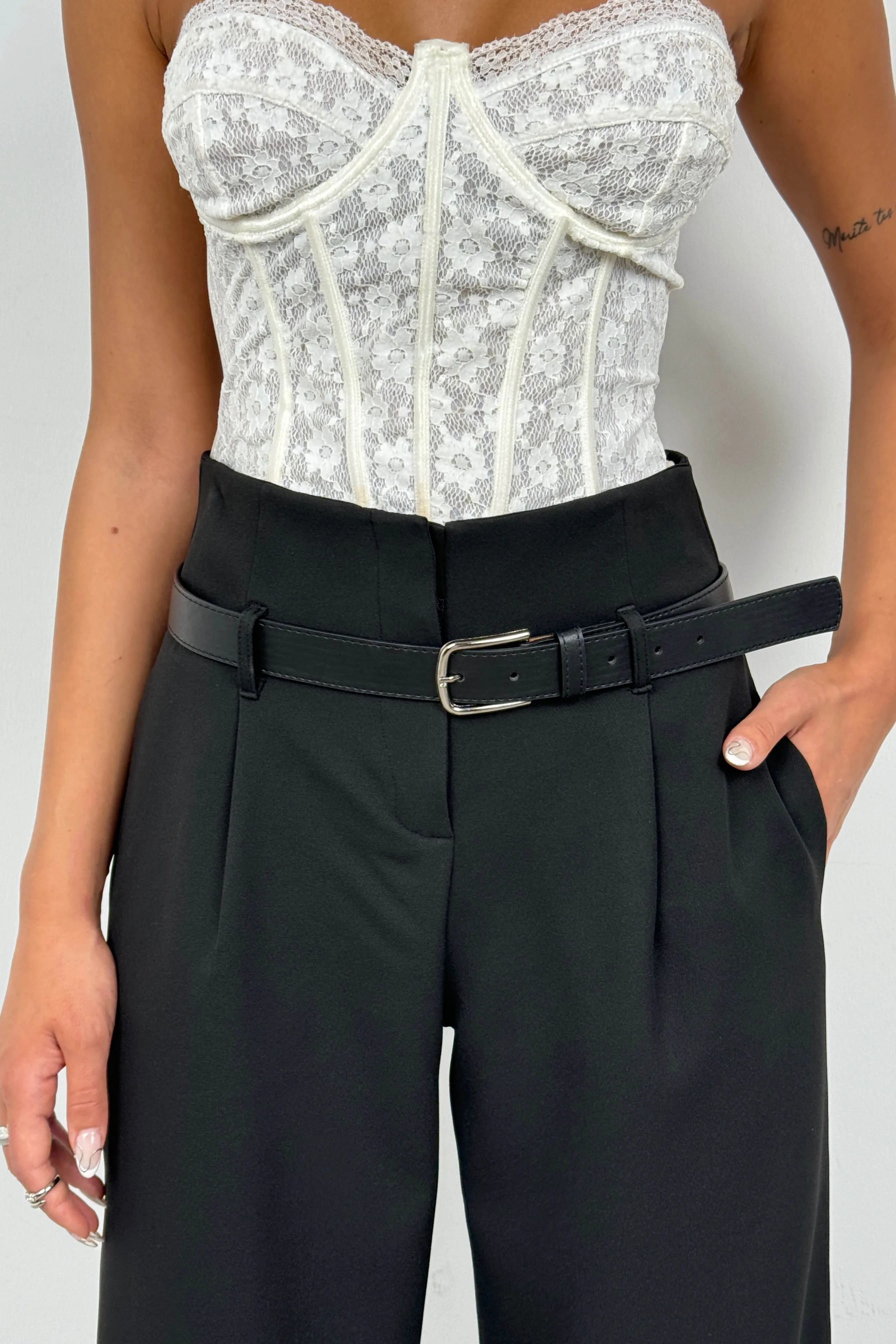 Belt Detail High Waist Trousers