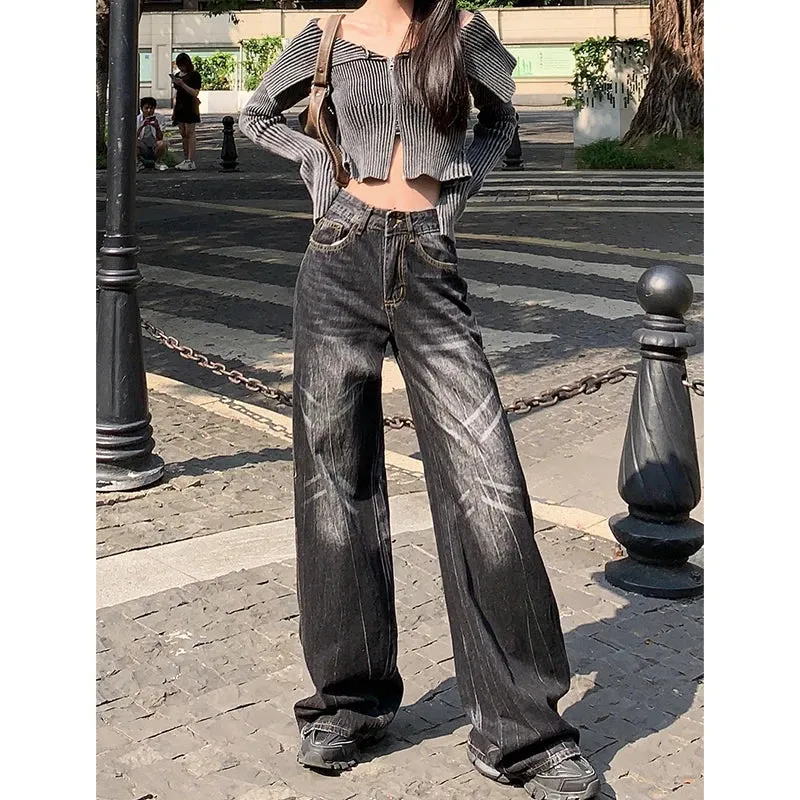 Black High Waist Wide Leg Vintage Jean Pants