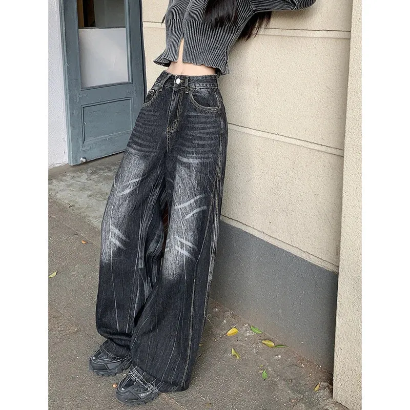 Black High Waist Wide Leg Vintage Jean Pants