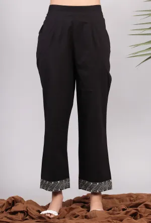 Black Straight Cotton Pants