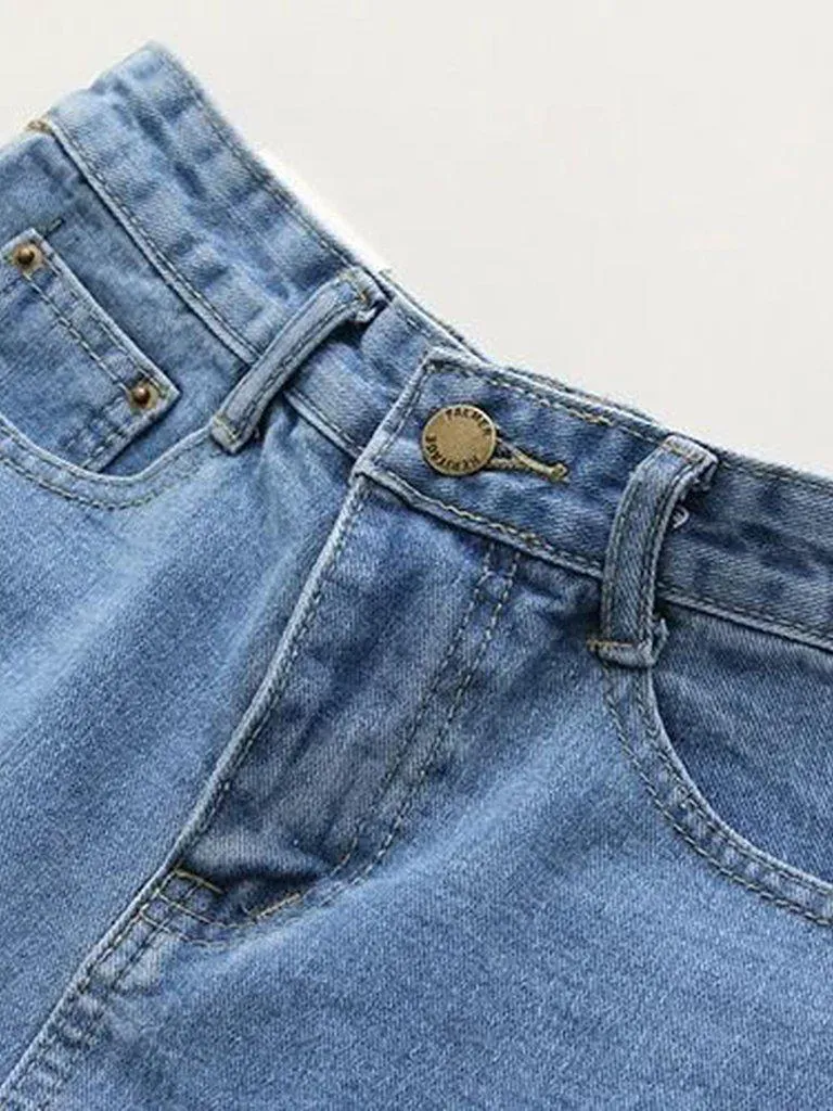 Blue Raw Hem Denim Shorts