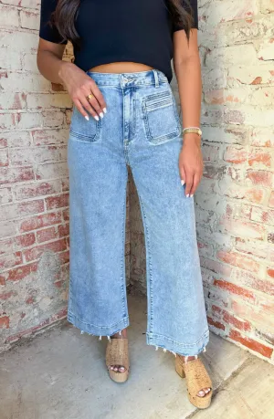 Can't Handle the Sass Light Wash Wide Leg Denim