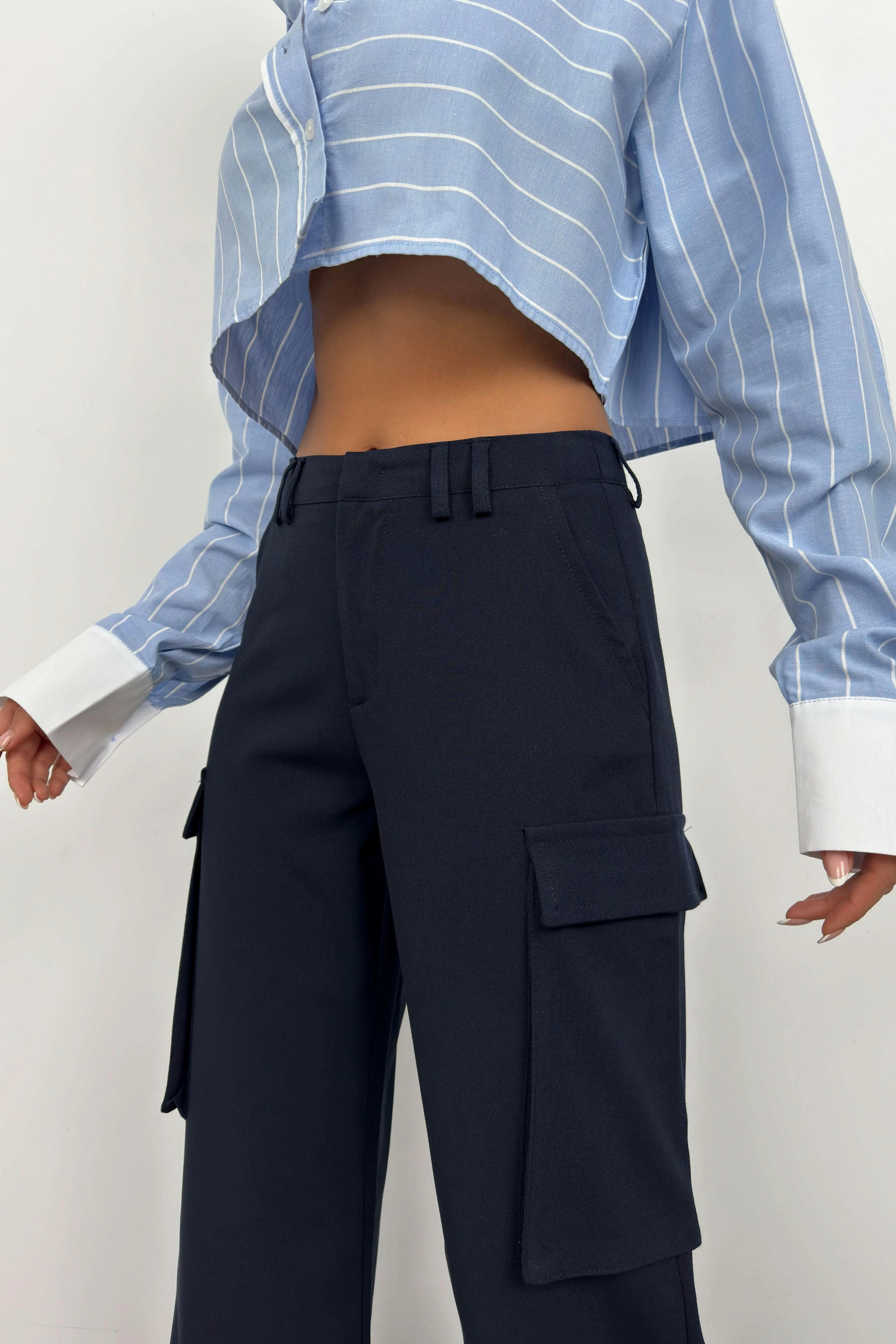 Cargo Pocket High Waist Trousers