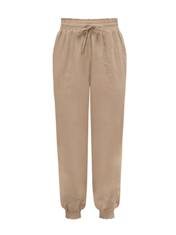 Casual Drawstring Solid Harem Pants