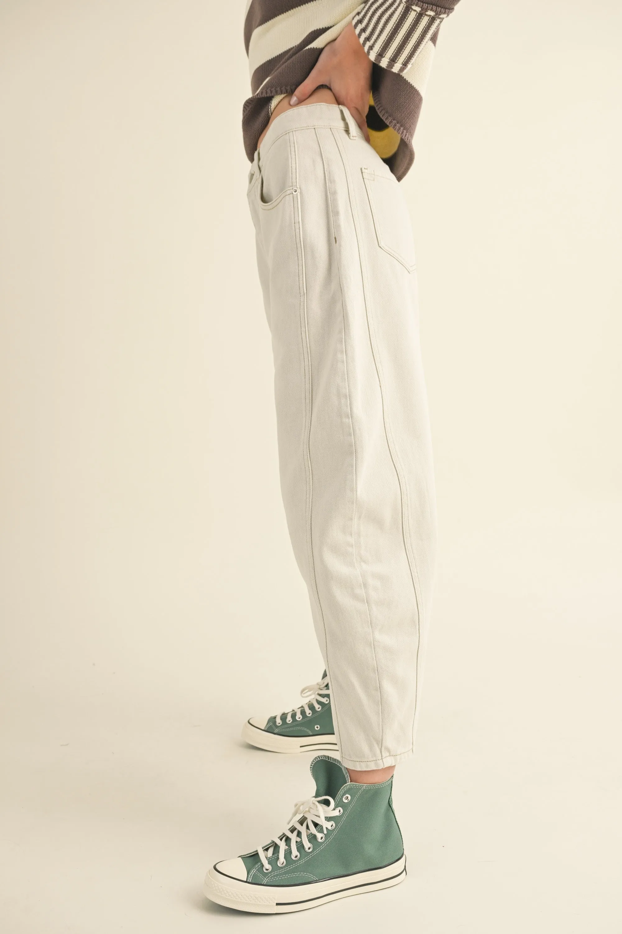 COTTON BARREL PANTS