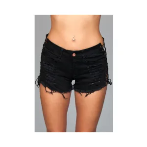 Denim Shorts Lace Up Side Detalil Blk L