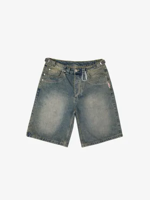 DIRT BLUE WASHED DENIM JORTS "SUN"