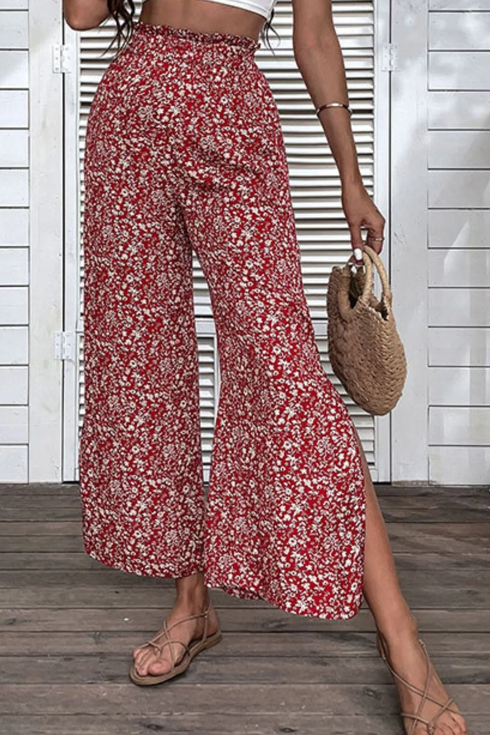 Ditsy Flora Waist Wide Leg Pants