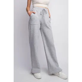 French Terry Straight Leg Pants by Rae Mode - Heather Grey