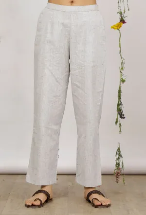 Grey Cotton Khaadi Straight Pants