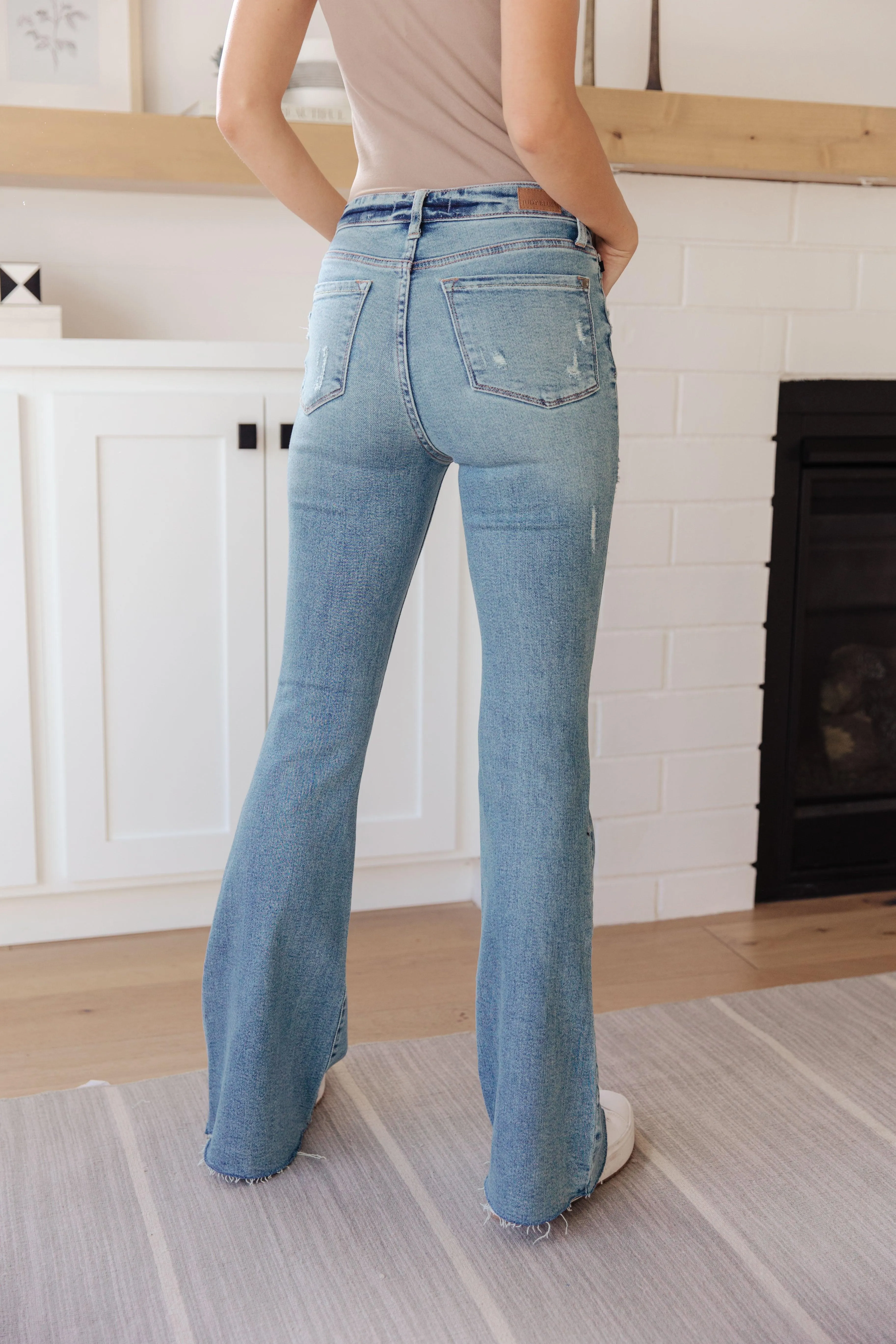 High Rise Heavy Destroyed Flare Jeans