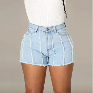 High Street Retro Frayed Irregular Asymmetric Trousers Design Popular Jeans Straight Shorts