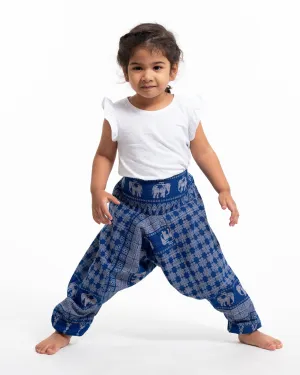 Hill Tribe Elephant Kids Harem Pants in Blue