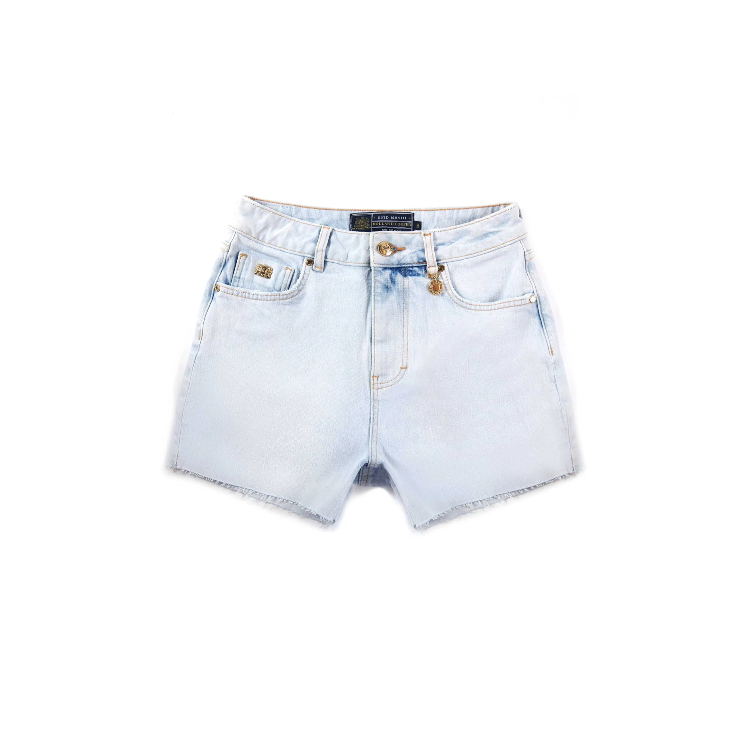 Holland Cooper High Rise Denim Short in Light Stone Wash