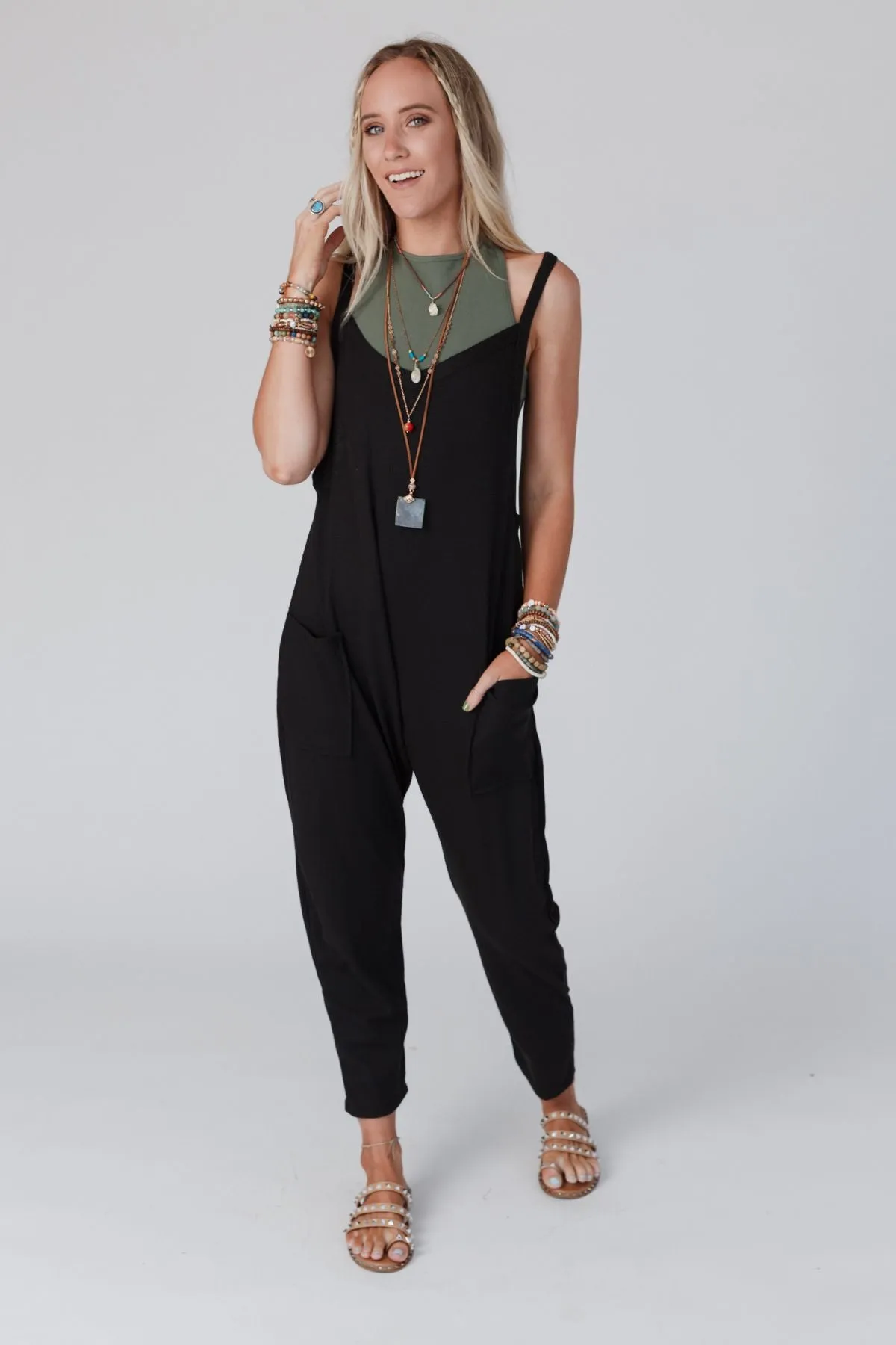 Hot Shot Harem Jumpsuit - Black