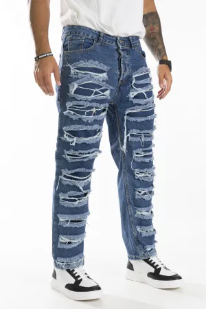 Jeans Uomo Destroyed Con Frange e strappi con fodera Art. Js398