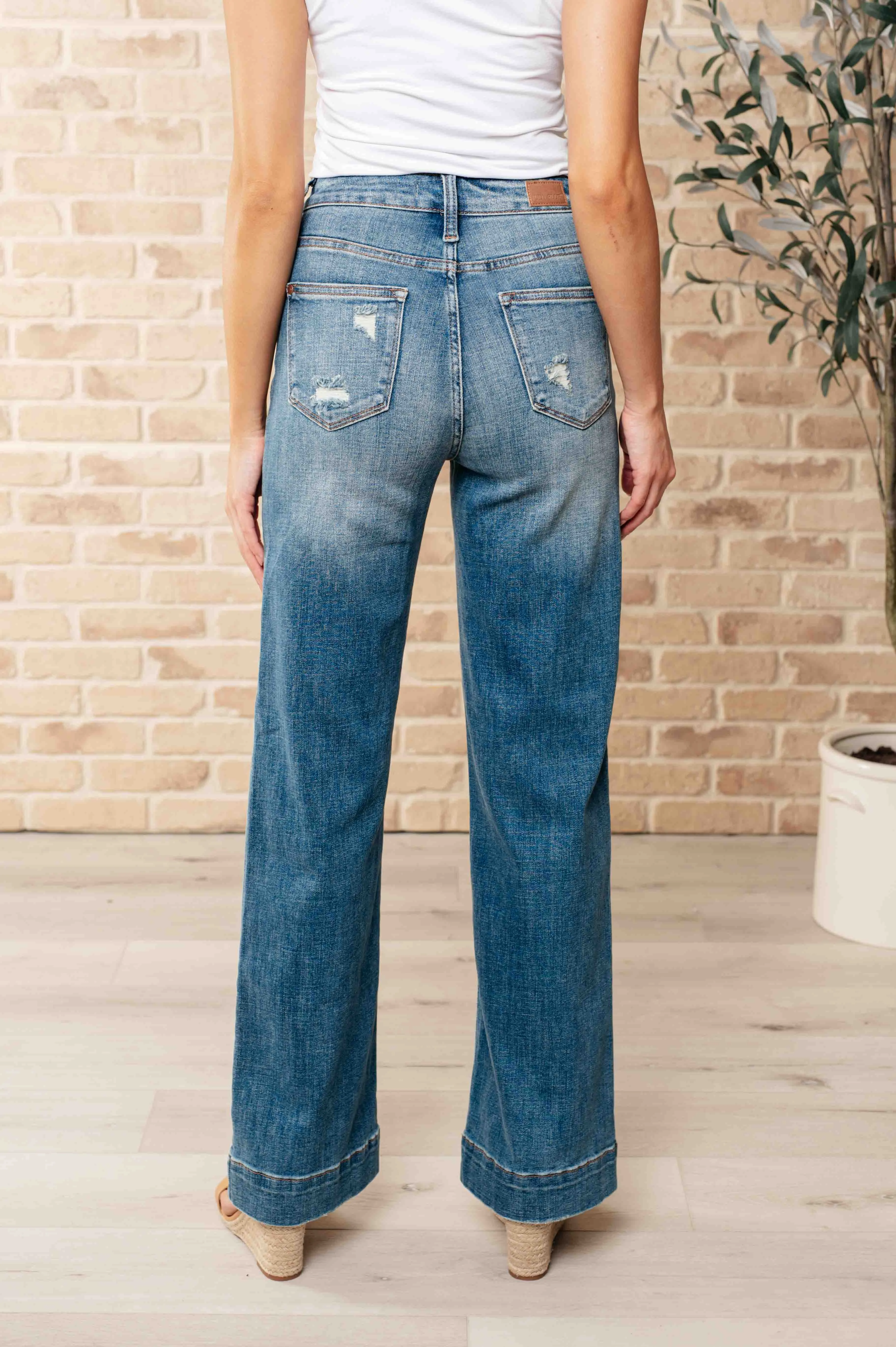 Katrina High Waist Distressed Denim Trousers