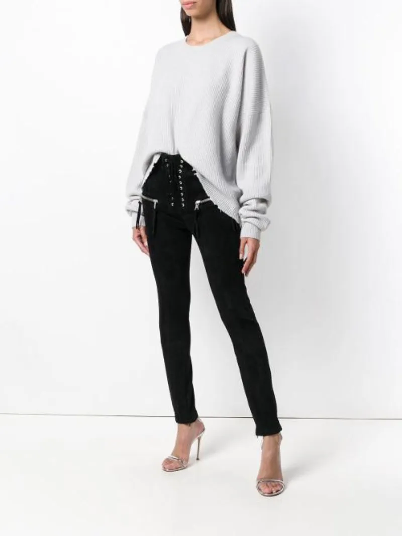 Lace-up High Waist Trousers