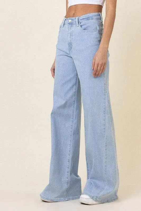 Low rider wide leg jeans