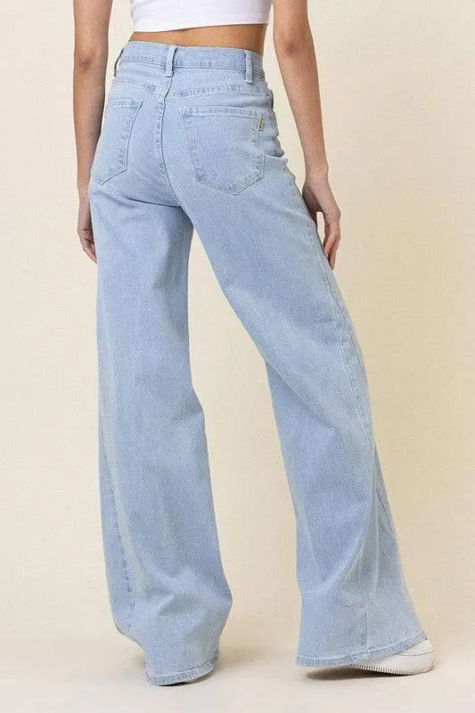 Low rider wide leg jeans