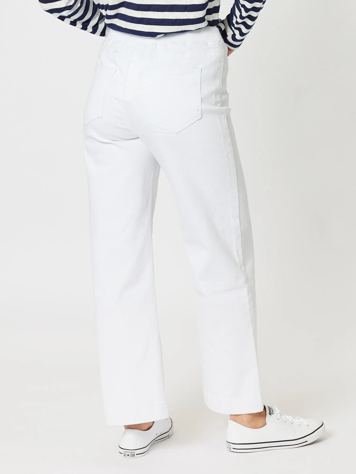 Maddy High Rise Wide Leg Jean - White