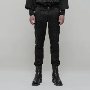 Men's Gothic High Waist Jacquard Skinny Trousers