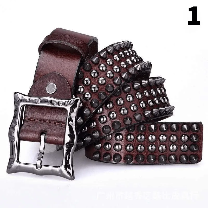 Men's Gothic Ripped Crack Belts With Rivets