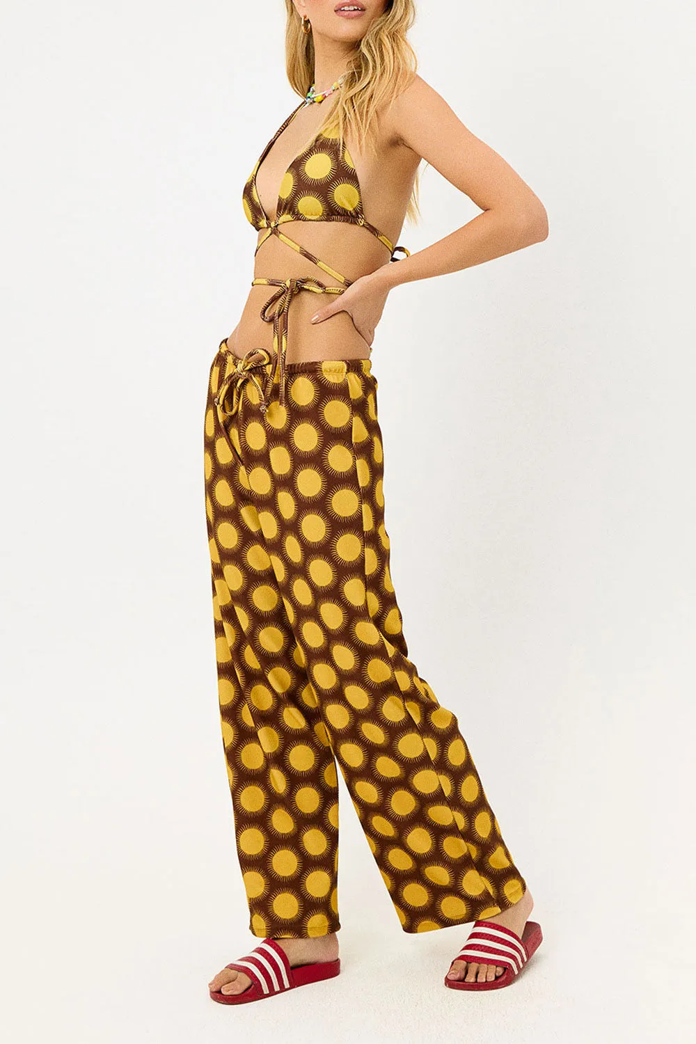 Michelle Low Rise Wide Leg Pants - Golden