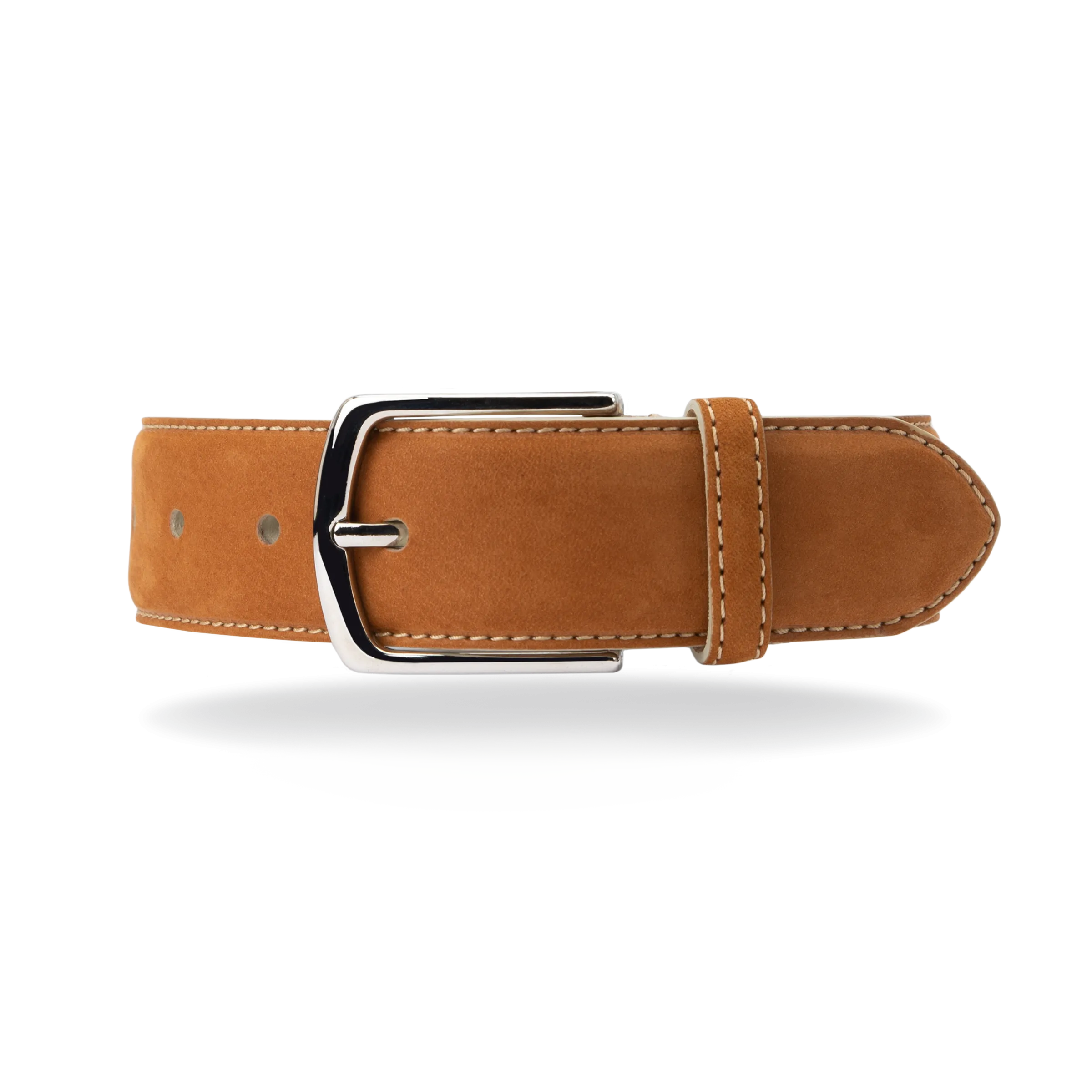 Nubuck Belt - Tan Nubuck/Bone White Stitch