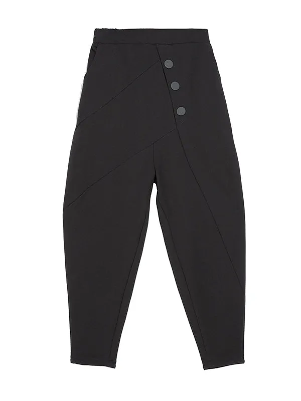 Personality Black With Button High-Waist Harem Pants