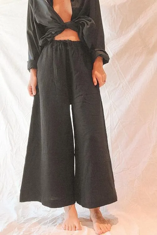 Pockets Linen Loose Pants