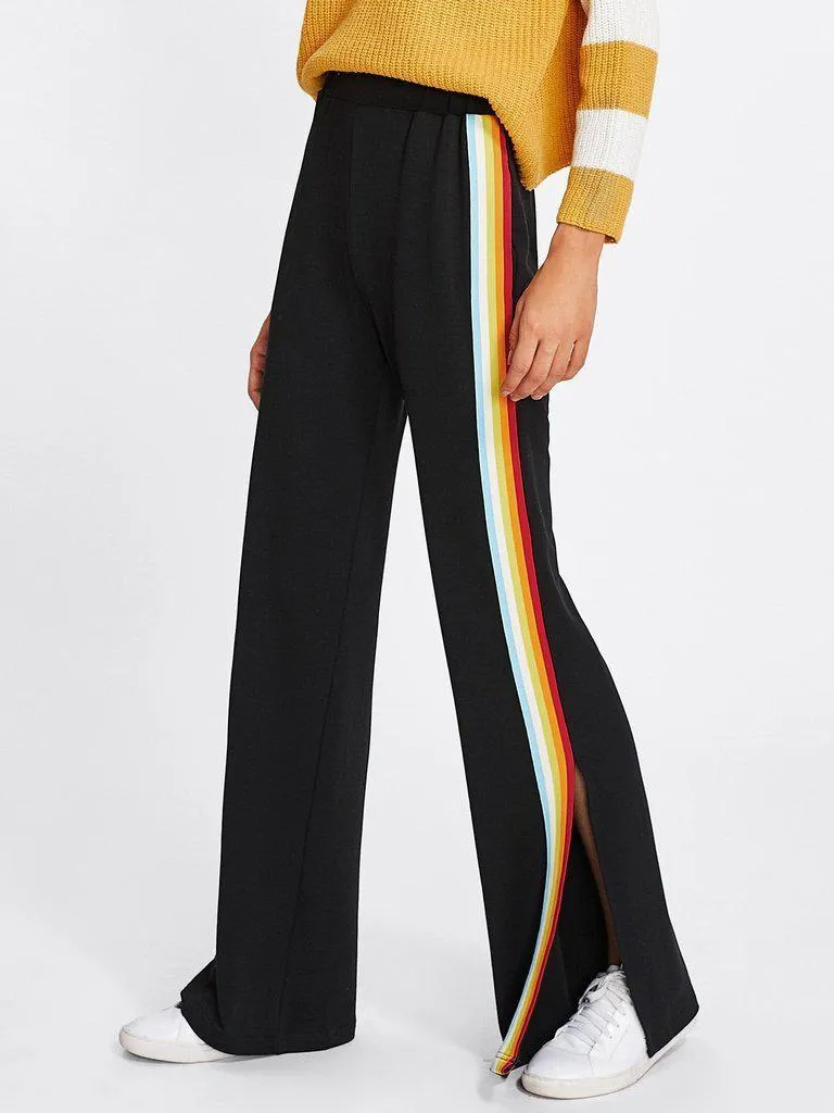 Rainbow Tape Side Split Pants