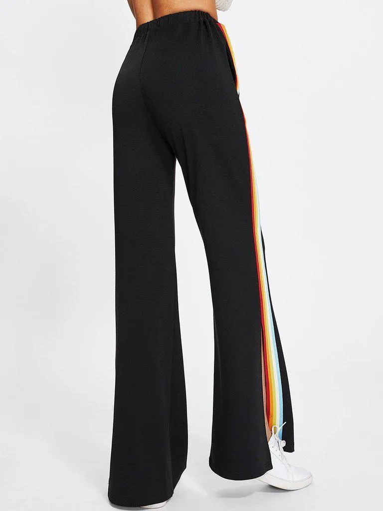 Rainbow Tape Side Split Pants