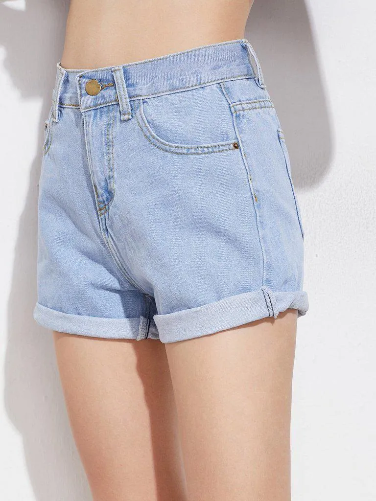 Rolled Cuff Denim Shorts