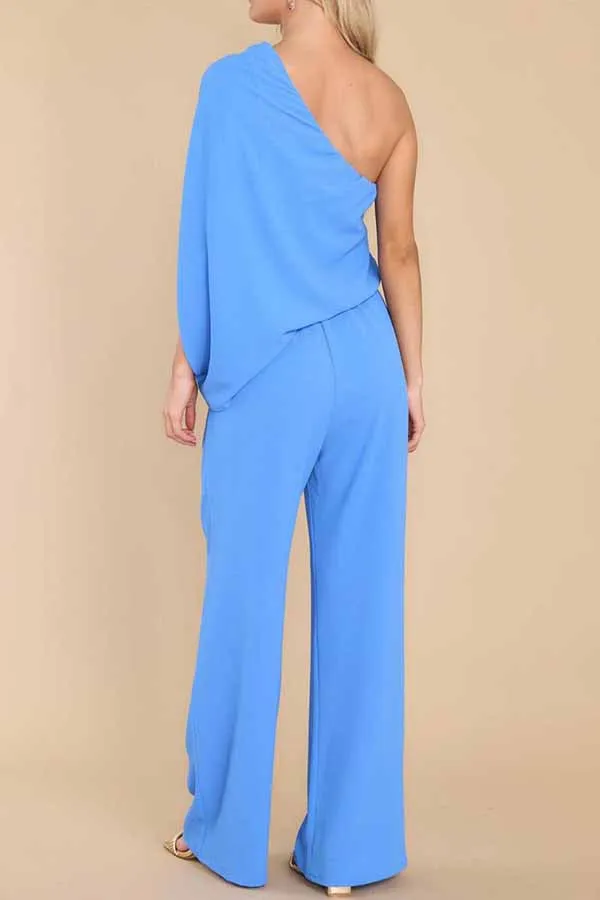 Slim drape high waist casual jumpsuit