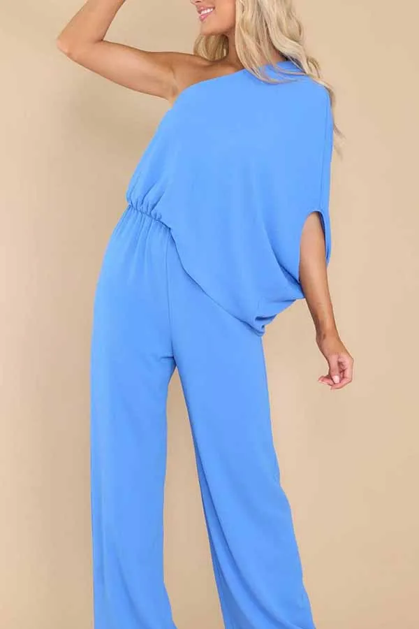 Slim drape high waist casual jumpsuit