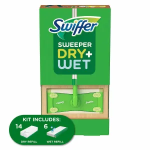 Swiffer Sweeper Dry   Wet Sweeping Kit - 1 Sweeper   14 Dry Cloths   6 Wet Cloths