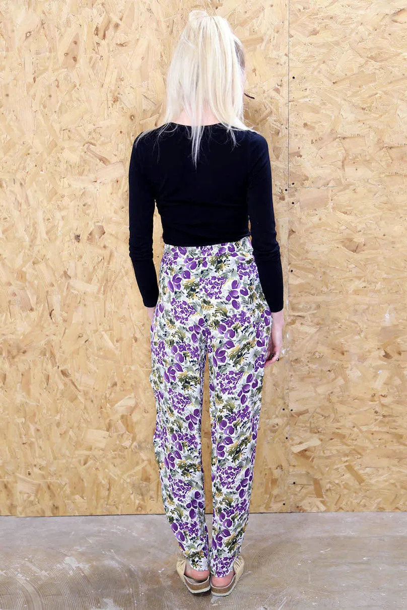 Tapered Harem Pants In Purple Floral